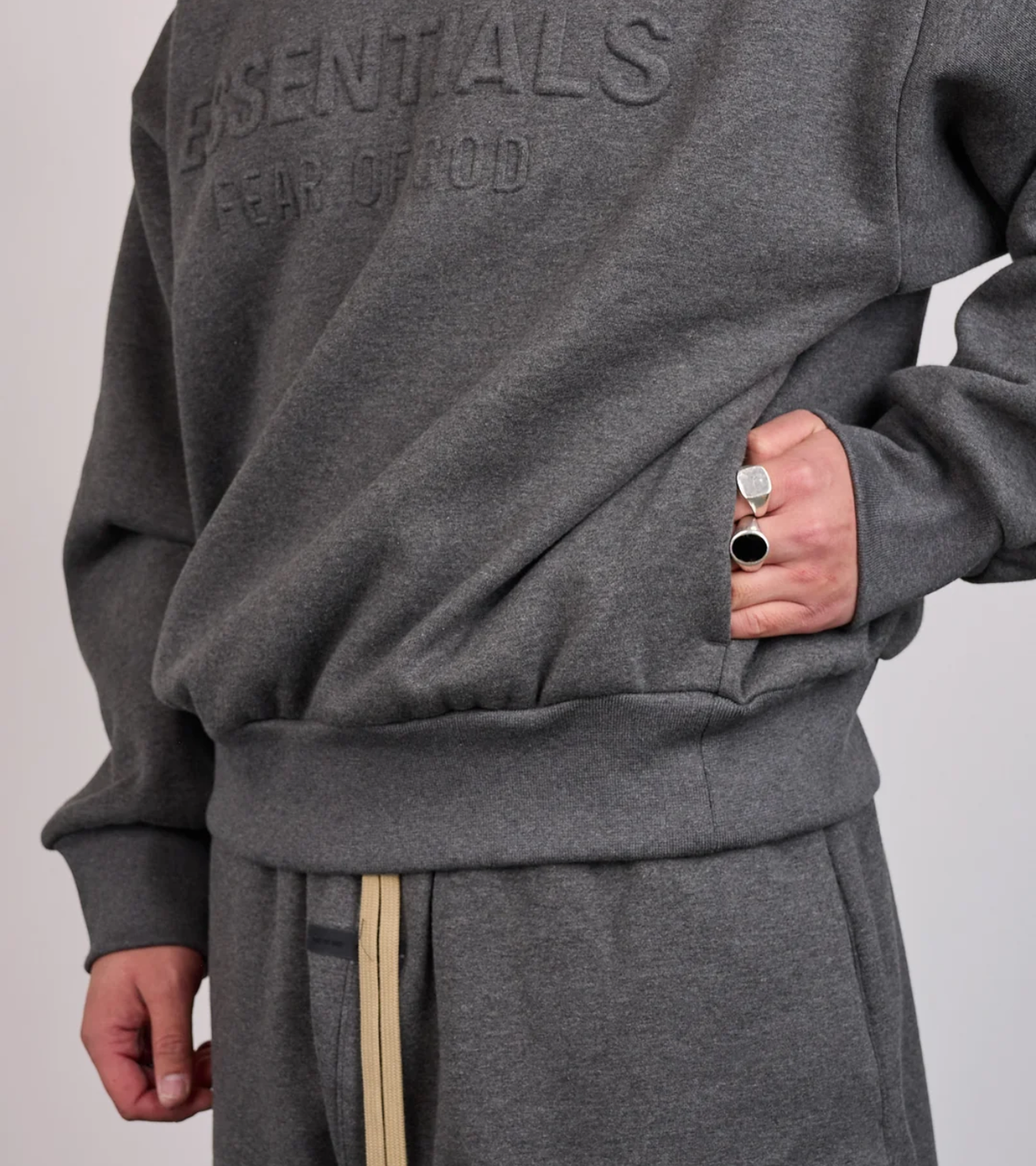 Fear of God Essentials Embossed Classic Hoodie – Charcoal Heather