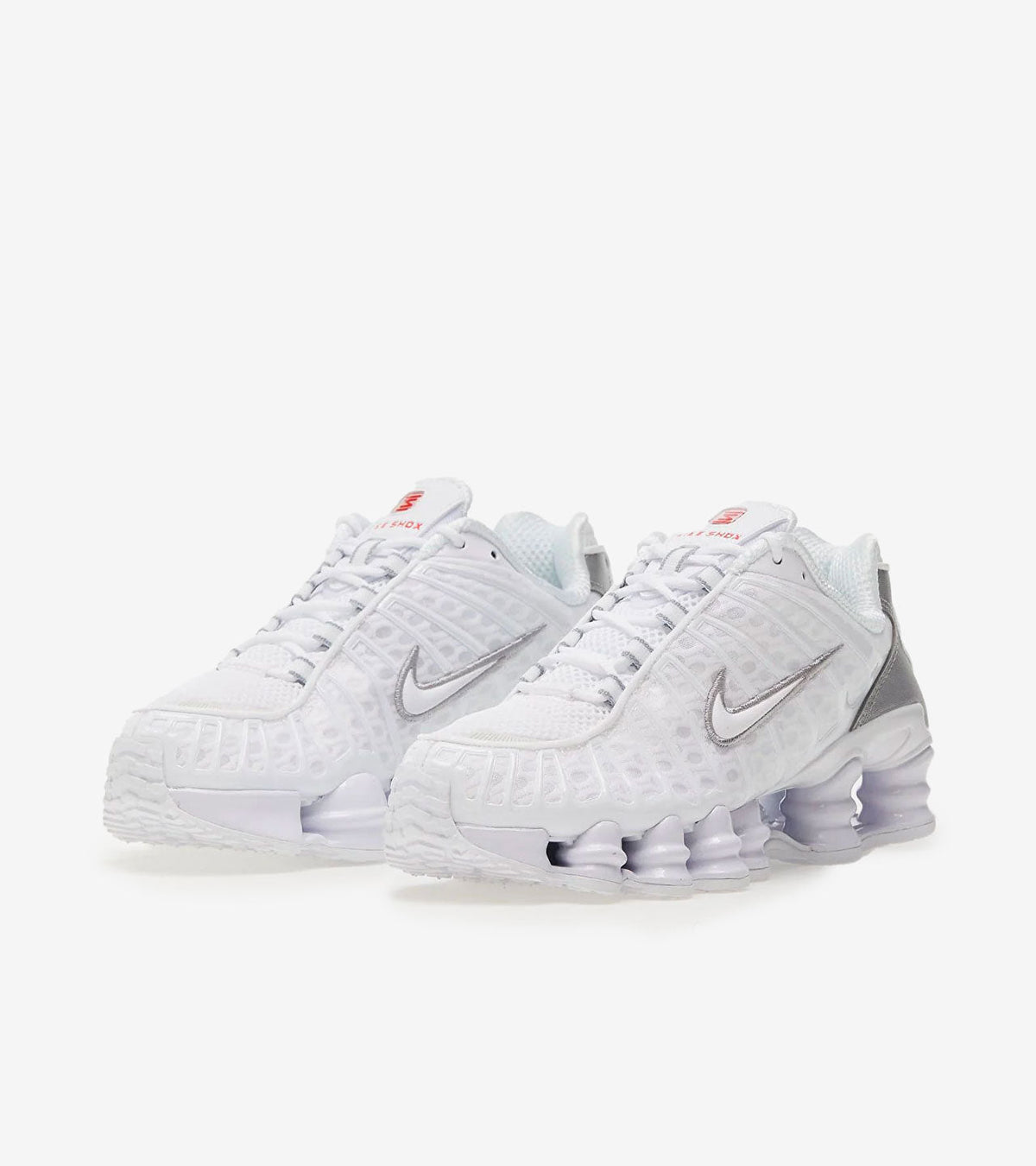 Nike Shox TL – Blanc / Argent Métallisé / Max Orange (Femme) – Moins de 200€