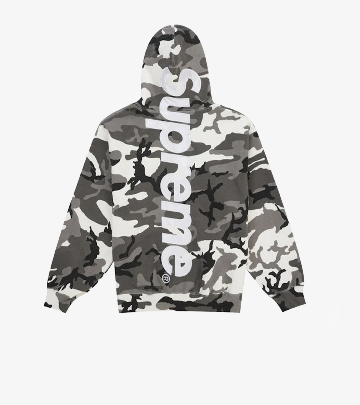 Supreme Satin Applique Hooded Sweatshirt SS26 — Snow Camo