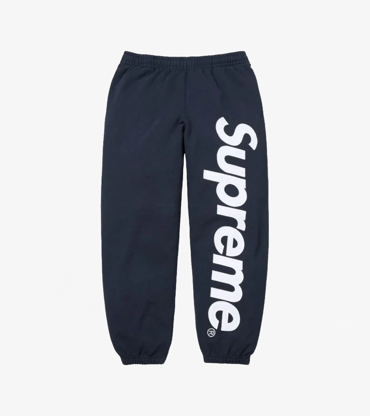 Supreme Satin Applique Sweatpant SS26 — Washed Navy