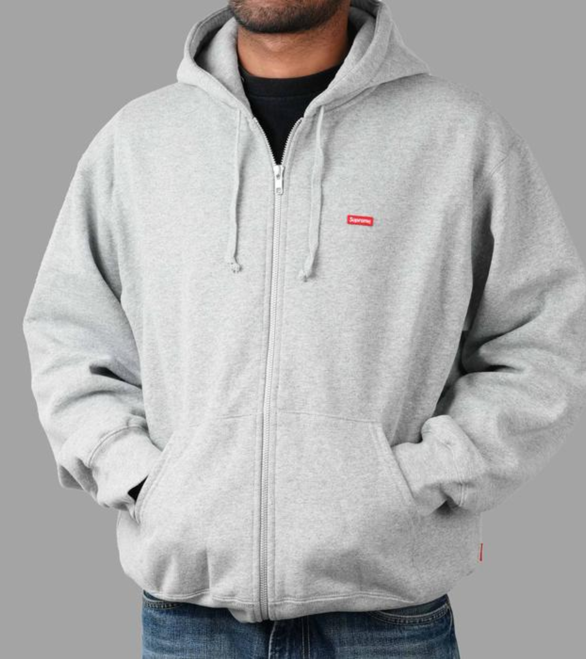 Supreme Small Box Zip Up Hooded Sweatshirt – Heather Grey