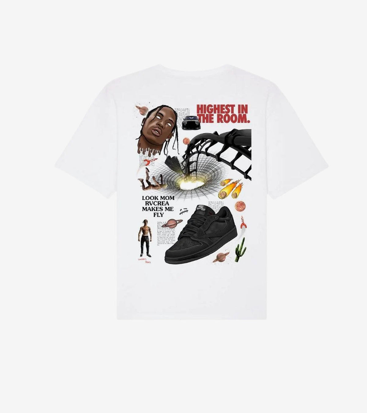 T-shirt Encore x Rvcrea Travis Phantom White — Logo Cœur & Tableau Black Phantom