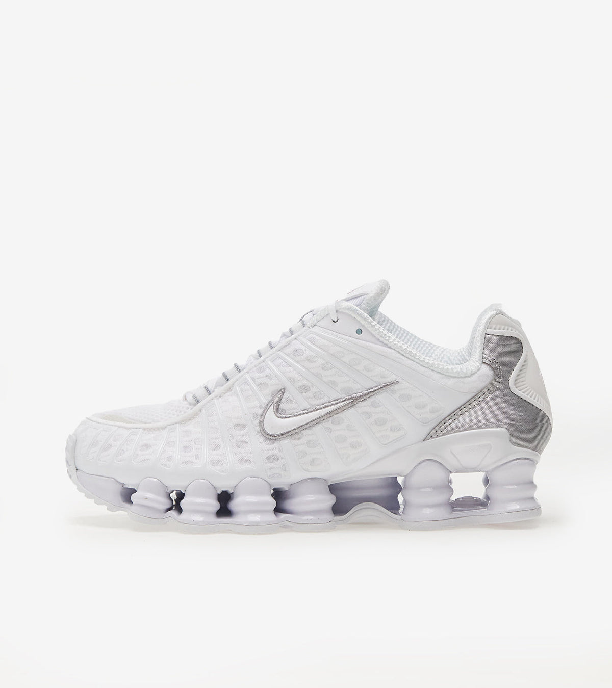 Nike Shox TL – Blanc / Argent Métallisé / Max Orange (Femme) – Moins de 200€
