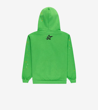 Sp5der Punk V2 Rhinestone Hoodie – Vert Éclatant (Streetwear Premium)