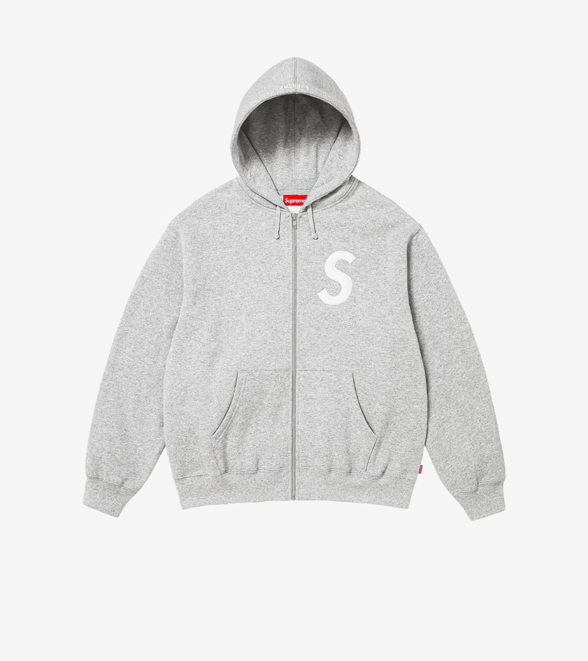 Supreme S Logo Zip Up Hooded Sweatshirt Heather Grey — FW25