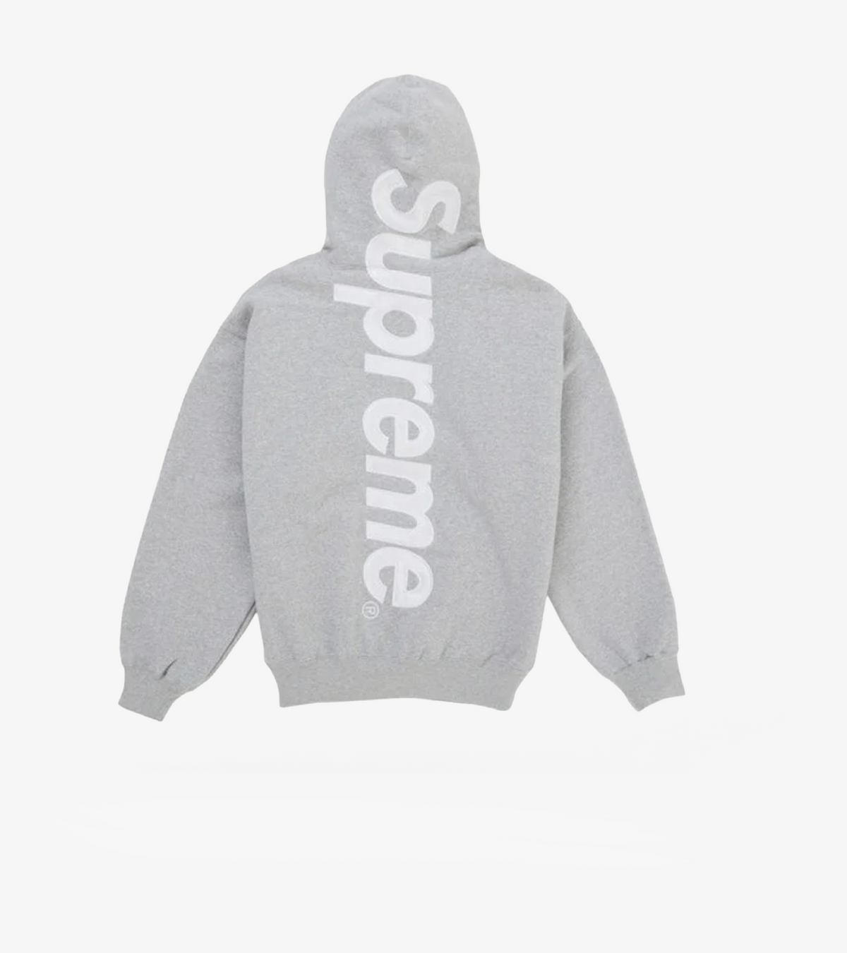 Supreme Satin Applique Hooded Sweatshirt SS26 — Heather Grey